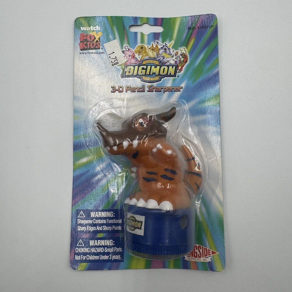Vintage 2000 Digimon Digital Monsters Greymon 3D Pencil Sharpener New Sealed